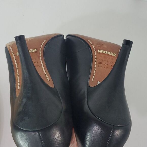 SCHUTZ Brazil Black Leather High Heel Classic Pumps Size US 6/ EU 37 - Picture 7 of 9